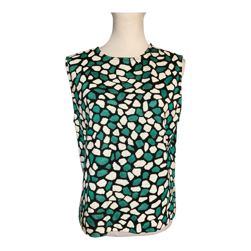 St. John Green and Black Fitted Tank Top